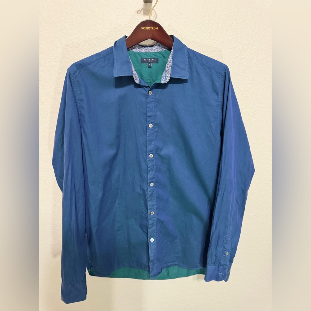 Ted Baker London Blue/Turquoise Button Down Shirt. Mens Size 5